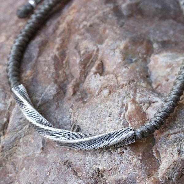 Alternate image for Karen Silver Wristband Bracelet in Grey from Thailand Karen Twist in Grey