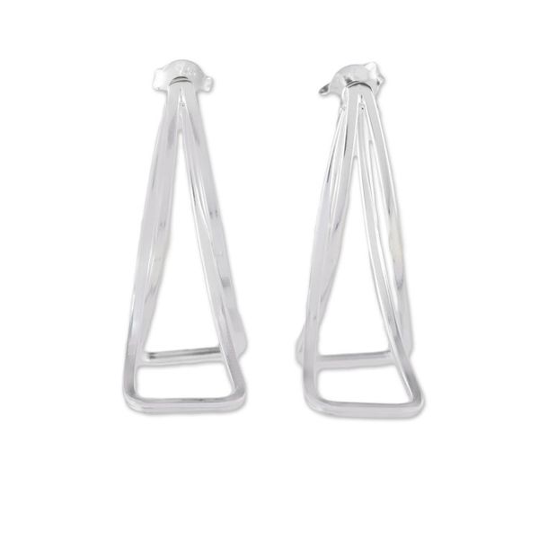 Alternate image for Sterling Silver Double Petal Drop Earrings from Thailand Intertwined Petals