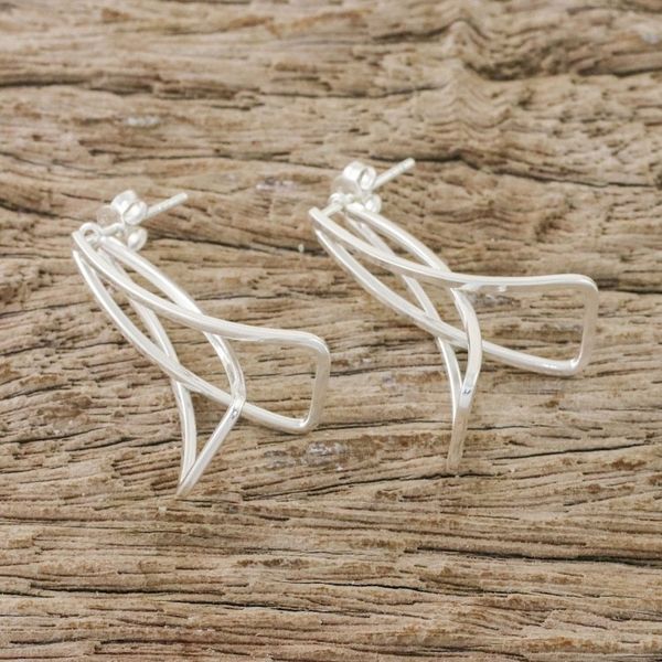 Alternate image for Sterling Silver Double Petal Drop Earrings from Thailand Intertwined Petals
