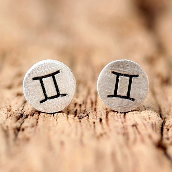 Alternate image for Sterling Silver Gemini Stud Earrings from Thailand Satin Gemini