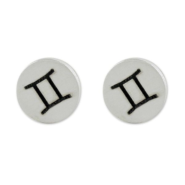 Alternate image for Sterling Silver Gemini Stud Earrings from Thailand Satin Gemini