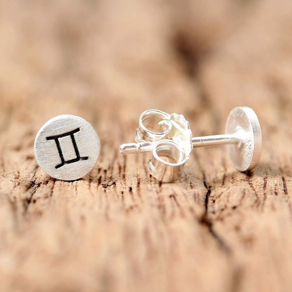 Alternate image for Sterling Silver Gemini Stud Earrings from Thailand Satin Gemini