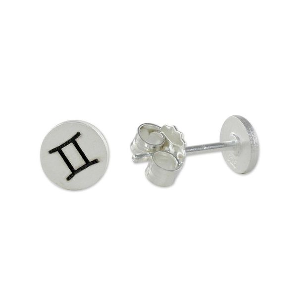 Alternate image for Sterling Silver Gemini Stud Earrings from Thailand Satin Gemini