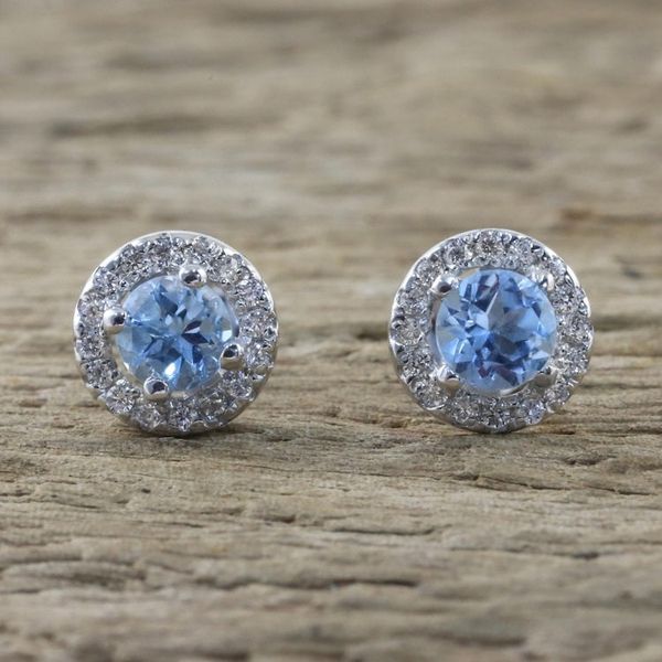 Alternate image for Blue Topaz and Cubic Zirconia Stud Earrings from Thailand Glamour and Grace