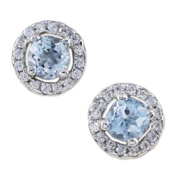 Alternate image for Blue Topaz and Cubic Zirconia Stud Earrings from Thailand Glamour and Grace