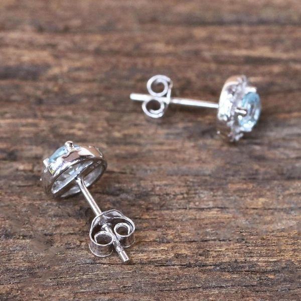 Alternate image for Blue Topaz and Cubic Zirconia Stud Earrings from Thailand Glamour and Grace