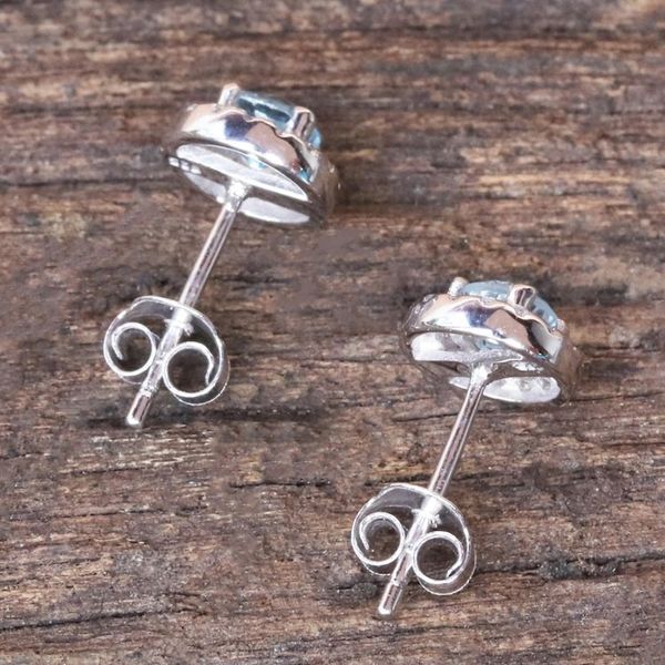 Alternate image for Blue Topaz and Cubic Zirconia Stud Earrings from Thailand Glamour and Grace