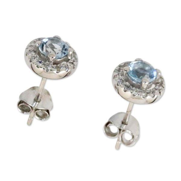 Alternate image for Blue Topaz and Cubic Zirconia Stud Earrings from Thailand Glamour and Grace