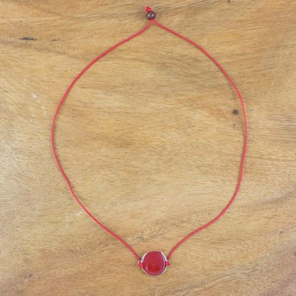 Alternate image for Thai Gold Accented Natural Rose Petal Pendant Necklace Scarlet Delight