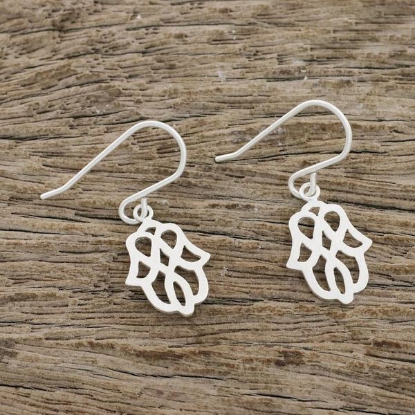 Alternate image for Modern Floral Motif Sterling Silver Dangle Earrings Beautiful Symmetry