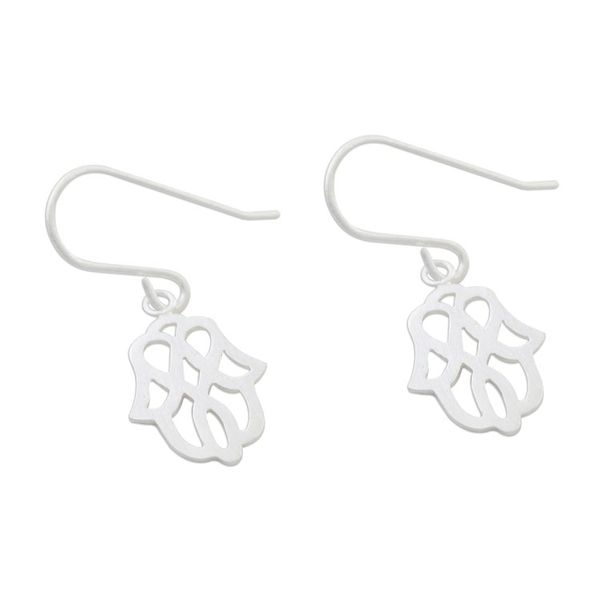 Alternate image for Modern Floral Motif Sterling Silver Dangle Earrings Beautiful Symmetry