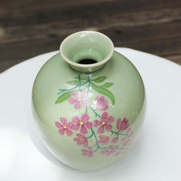 Alternate image for Hand Crafted Celadon Ceramic Floral Vase from Thailand Round Garden