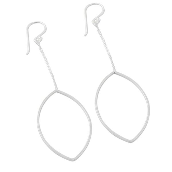 Alternate image for Thai Artisan Crafted Sterling Silver Oval Dangle Earrings Breezy Oval