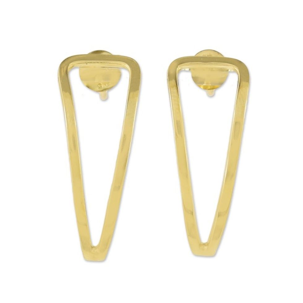 Thai Sterling Silver Drop Earrings with 18K Gold Plating 'Petals of Gold'