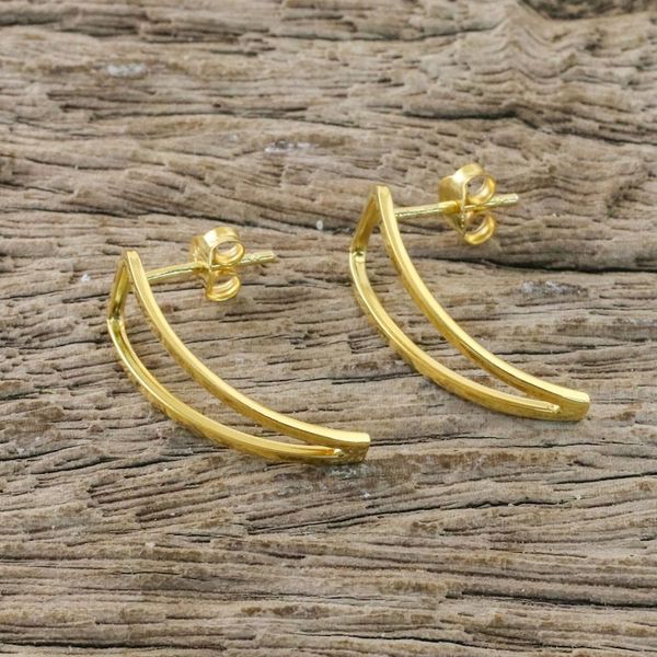 Alternate image for Thai Sterling Silver Drop Earrings with 18K Gold Plating Petals of Gold