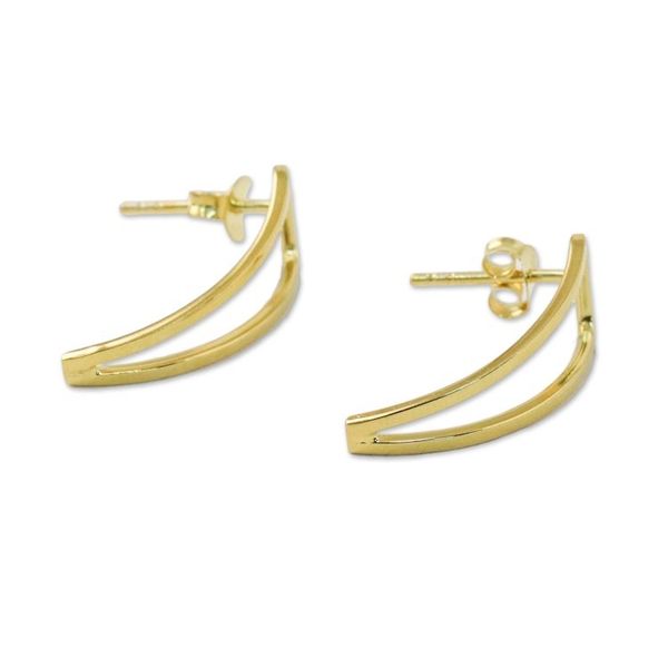 Alternate image for Thai Sterling Silver Drop Earrings with 18K Gold Plating Petals of Gold