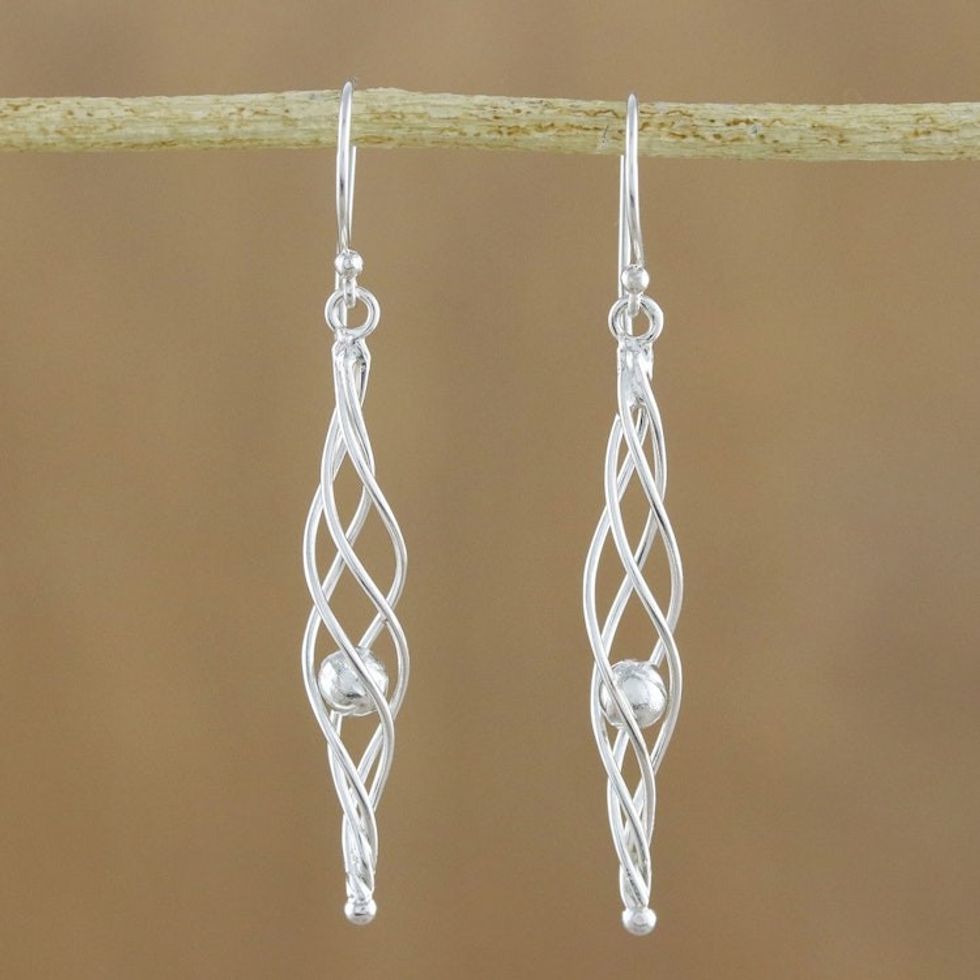 925 Sterling Silver Woven Icicle Earrings with Hook Ear Wire 'Icicle Dreams'