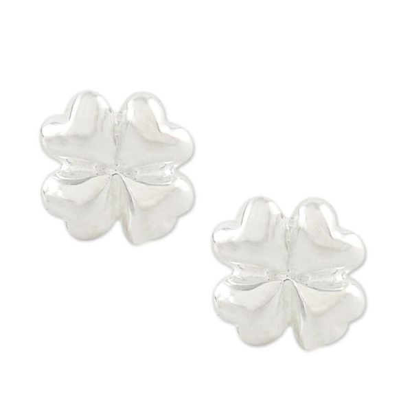 Alternate image for Sterling Silver Clover Stud Earrings from Thailand Fresh Clover