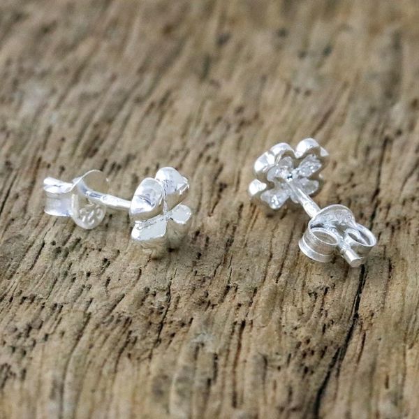Alternate image for Sterling Silver Clover Stud Earrings from Thailand Fresh Clover