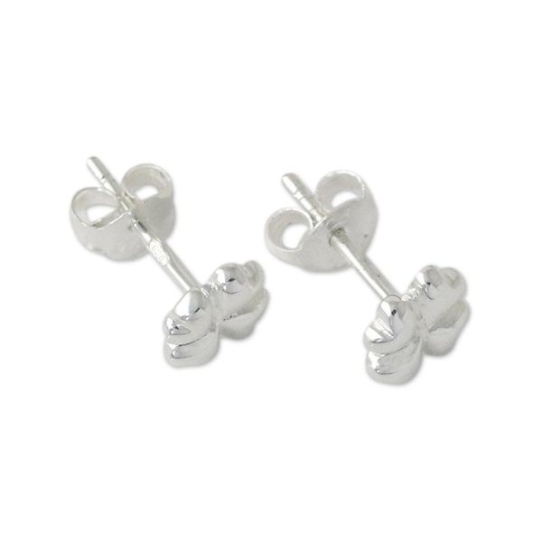Alternate image for Sterling Silver Clover Stud Earrings from Thailand Fresh Clover