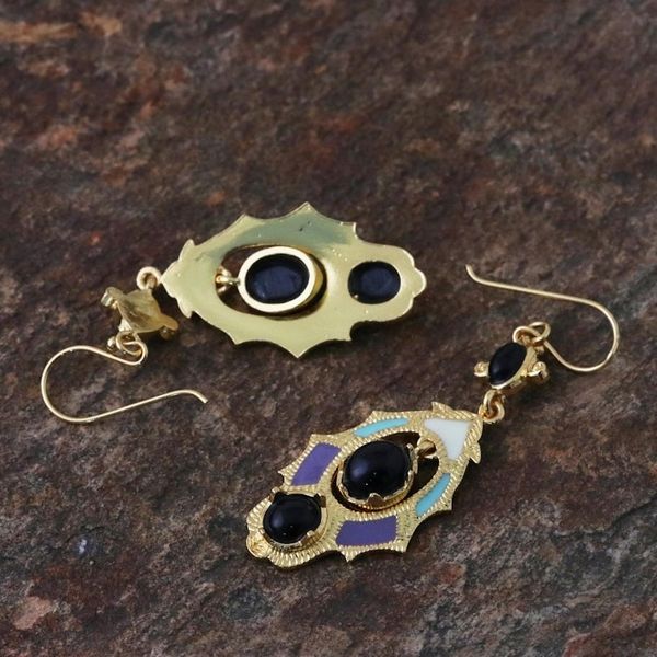 Alternate image for Gold Plated Brass and Resin Colorful Earrings from Thailand Ornate Thai