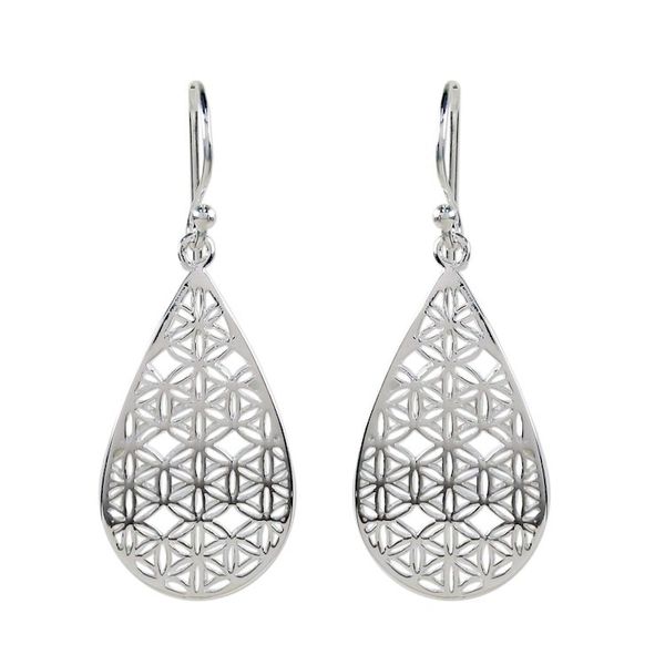 Alternate image for Sterling Silver Drop-Shaped Dangle Earrings from Thailand Frangipani Drops