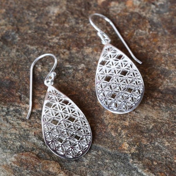 Alternate image for Sterling Silver Drop-Shaped Dangle Earrings from Thailand Frangipani Drops