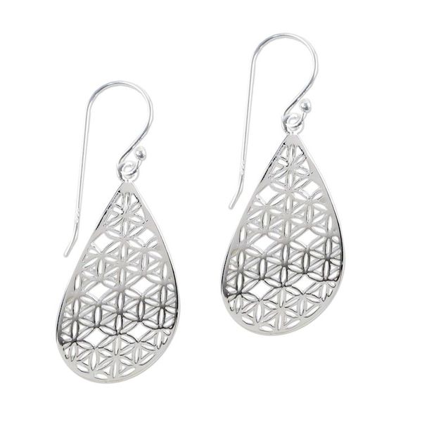 Alternate image for Sterling Silver Drop-Shaped Dangle Earrings from Thailand Frangipani Drops