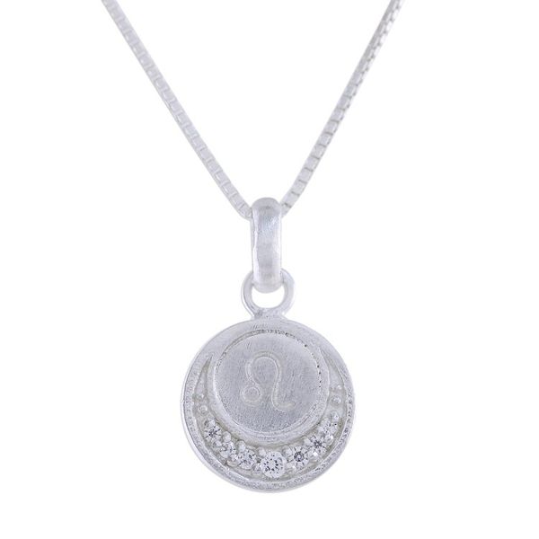 Alternate image for Thai Sterling Silver Cubic Zirconia Leo Pendant Necklace Zodiac Charm Leo