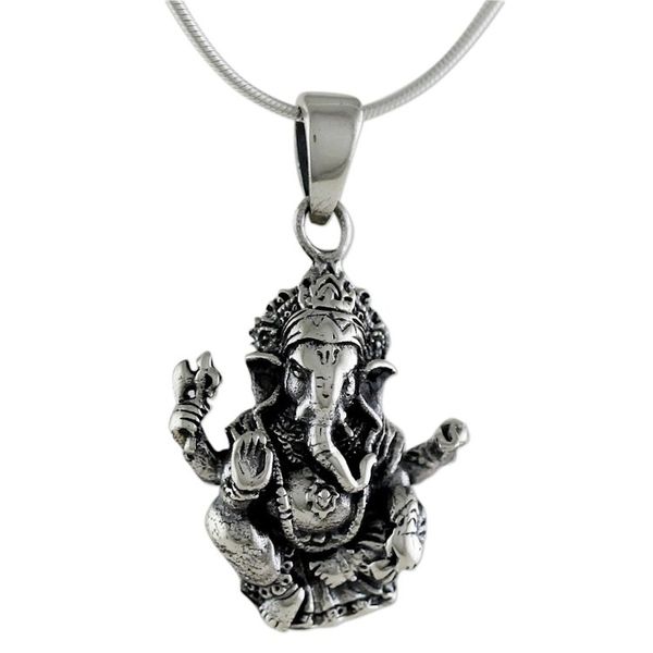Alternate image for Sterling Silver Ganesha Pendant Necklace from Thailand Beneficent Ganesha