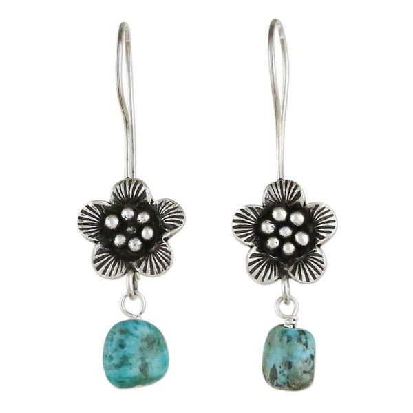 Alternate image for 950 Silver Flower Dangle Earrings from Hill Tribe Artisans Apricot Blossom