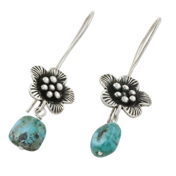 Alternate image for 950 Silver Flower Dangle Earrings from Hill Tribe Artisans Apricot Blossom