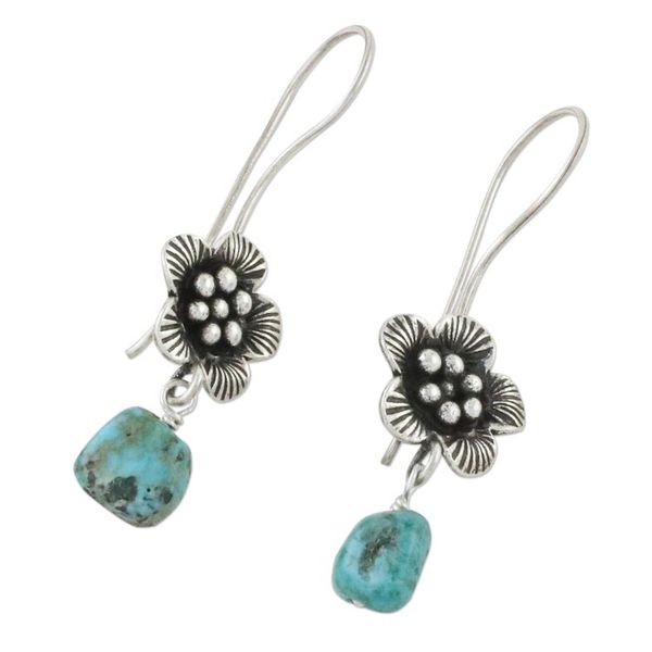 Alternate image for 950 Silver Flower Dangle Earrings from Hill Tribe Artisans Apricot Blossom