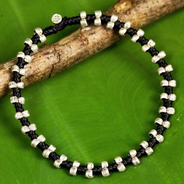 Alternate image for Hill Tribe Silver Accent Wristband Bracelet from Thailand Karen Stars