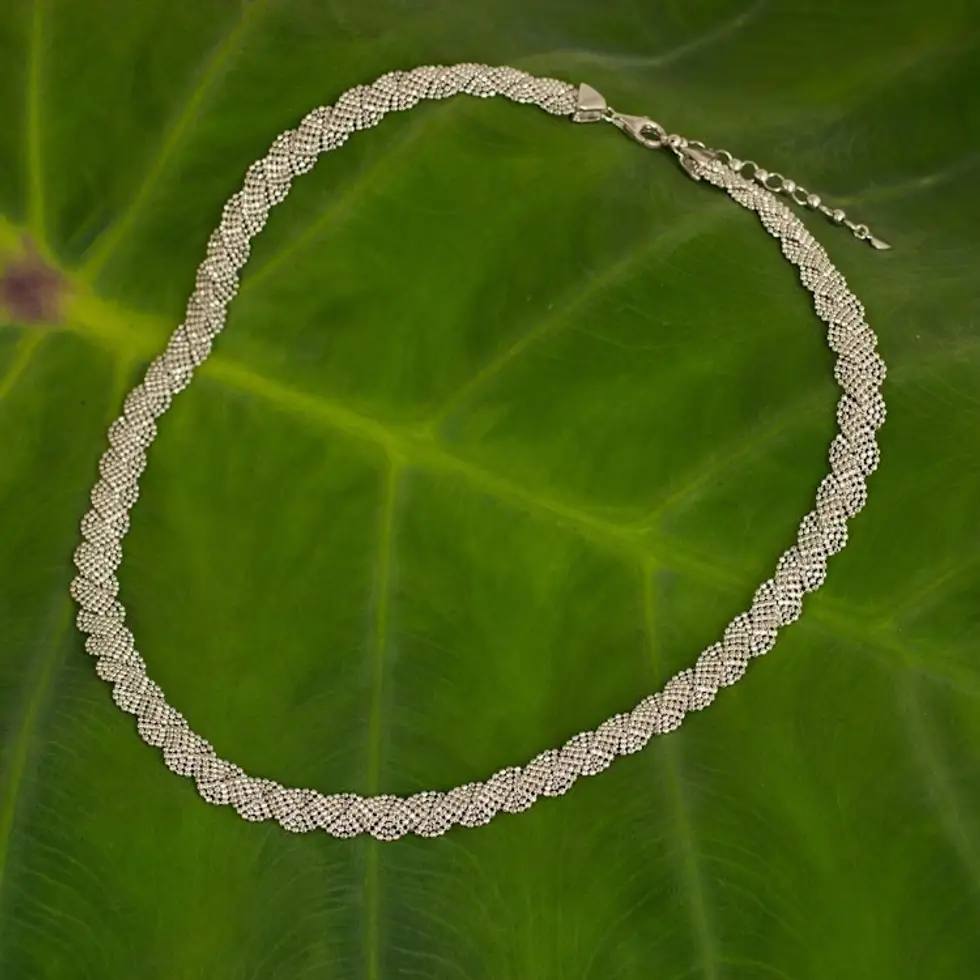 Sterling Silver 925 Necklace with Serpentine Curved Design 'Serpentine Chic'