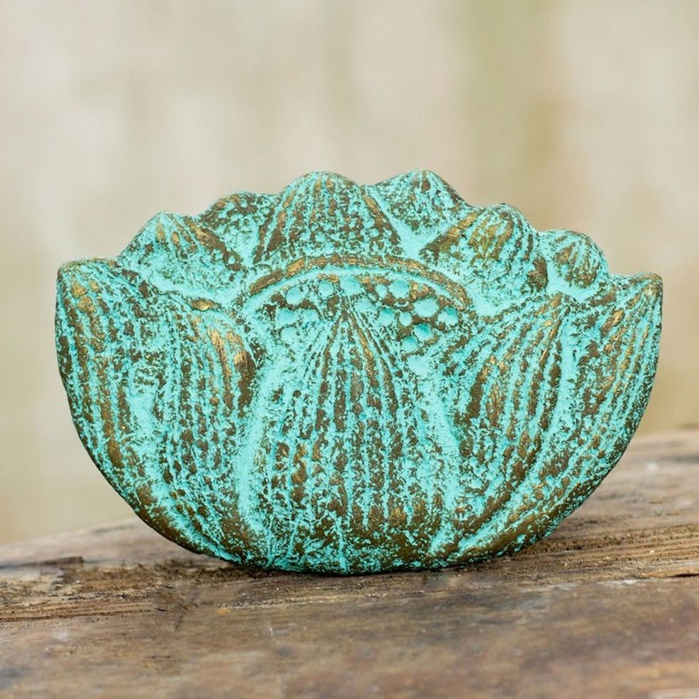 Buddhist and Hindu Art Lotus Recycled Paper Wall Sculpture 'Blushing Lotus'