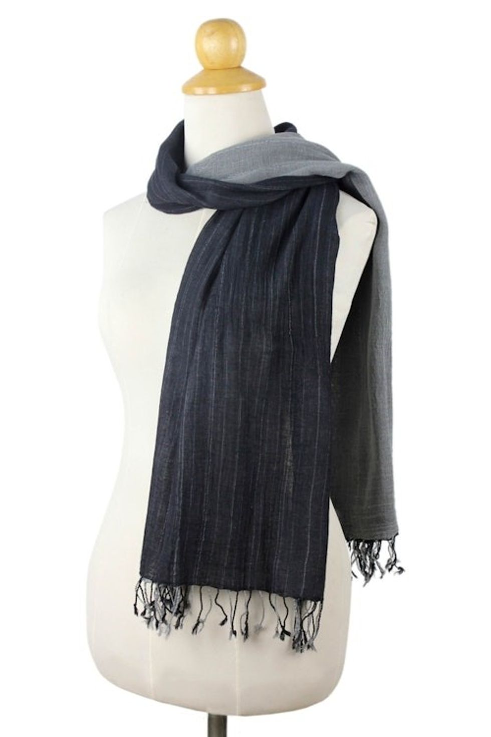 Thai Grey and Black Cotton Scarf 'Grey and Black Duo'
