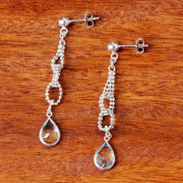Alternate image for Handcrafted Sterling Silver and Blue Topaz Dangle Earrings After the Rain