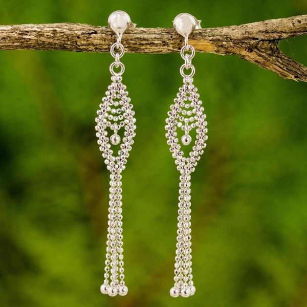 Alternate image for Sterling Silver Beaded Waterfall Earrings from Thailand Falling Star
