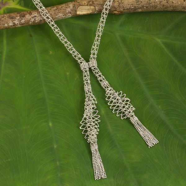 Alternate image for Sterling Silver Ball and Cylinder Chain Lariat Necklace Tango
