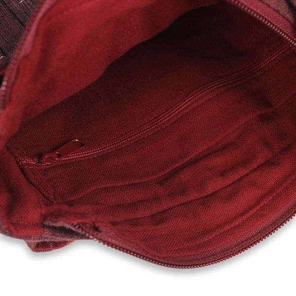 Alternate image for Thai Applique Red Cotton Shoulder Bag with 3 Pockets Red Siam