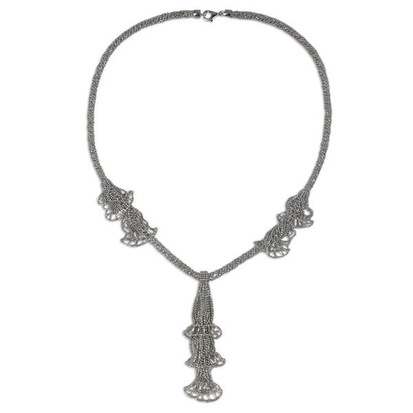Alternate image for Ornate Sterling Silver 925 Ball Chain Y Necklace Regal Cascade