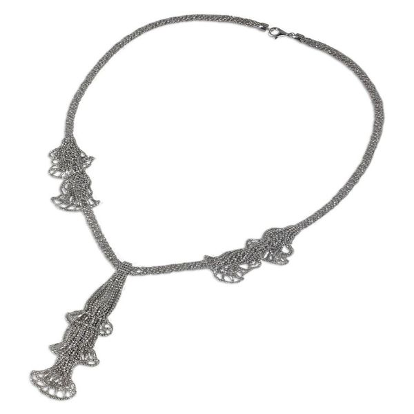 Alternate image for Ornate Sterling Silver 925 Ball Chain Y Necklace Regal Cascade
