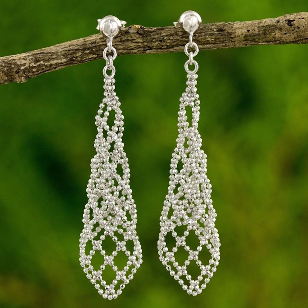 Fair Trade Sterling Silver Earrings 925 Artisan Jewelry 'Luminous Aurora'