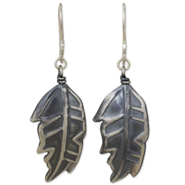 Alternate image for Thai Exotic Leaf Earrings Handmade in 925 Sterling Silver Exotic Leaf