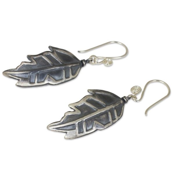 Alternate image for Thai Exotic Leaf Earrings Handmade in 925 Sterling Silver Exotic Leaf
