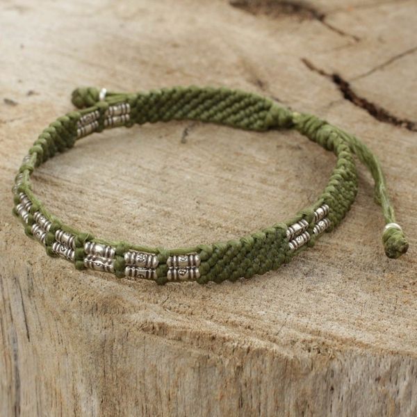 Alternate image for Green Cord Braided Bracelet Handmade in Thailand Affinity in Green