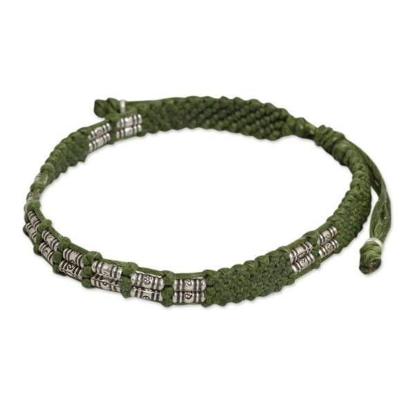 Alternate image for Green Cord Braided Bracelet Handmade in Thailand Affinity in Green