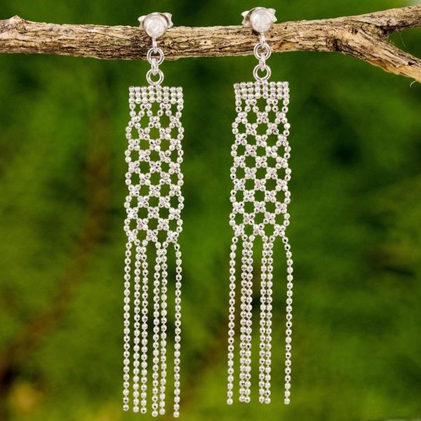 Alternate image for Sterling Silver Waterfall Earrings on Posts from Thailand Net Chandeliers