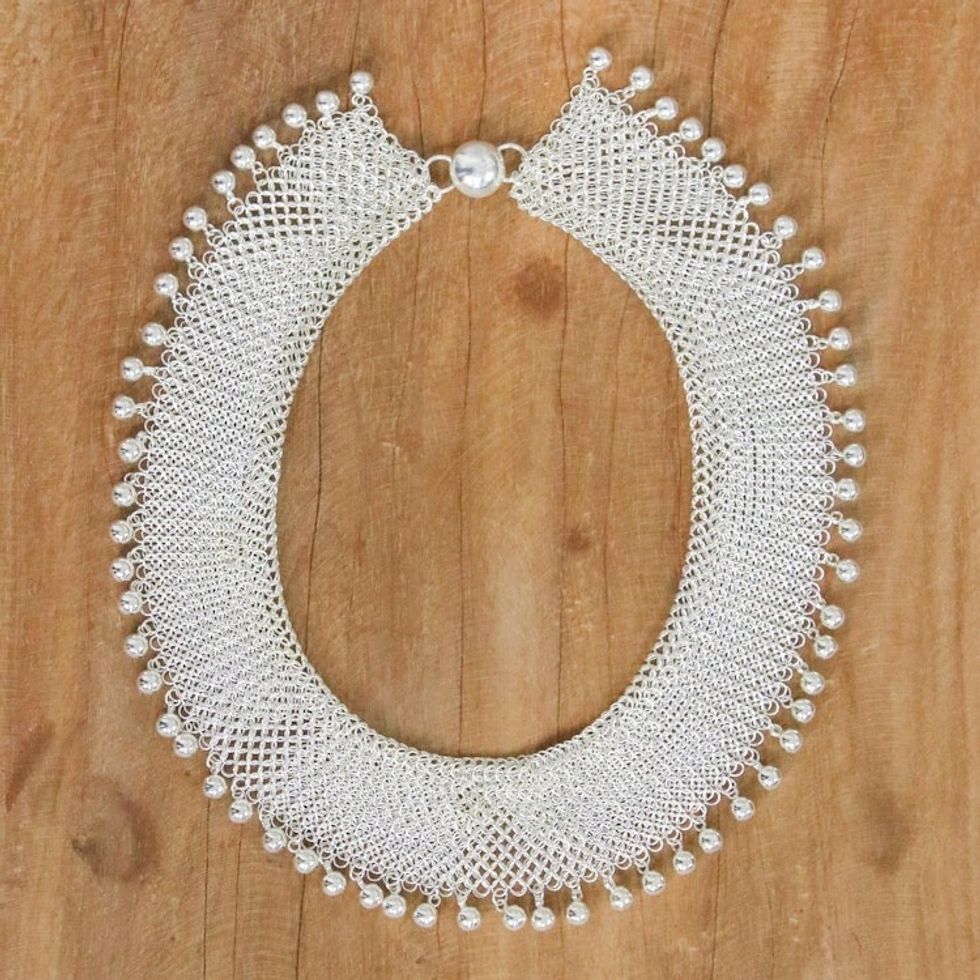 Thailand High Polish Sterling Silver Layered Collar Necklace 'Elegant Life'